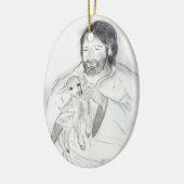 Jesus mit Lamm Keramik Ornament (Links)