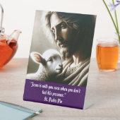 Jesus mit Lamm Sockel Schild (In Situ)