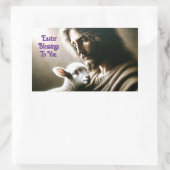 Jesus mit Lamm-Sticker Rechteckiger Aufkleber (Tasche)