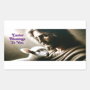 Jesus mit Lamm-Sticker Rechteckiger Aufkleber