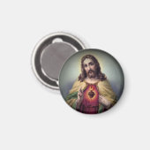 Jesus mit leuchtendem heiligen Herz Magnet (Vorderseite/Rückseite)