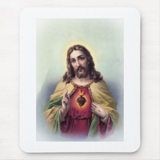 Jesus mit leuchtendem heiligen Herz Mousepad (Vorne)