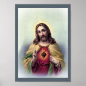 Jesus mit leuchtendem Herzen Poster (Vorne)