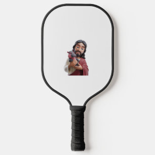Jesus mit Moo Deng_ Der Pygmäen-Hippo des Glaubens Pickleball Schläger