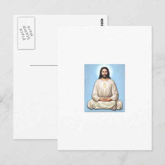 Jesus mit Om vermitteln Postkarte (Vorne/Hinten)