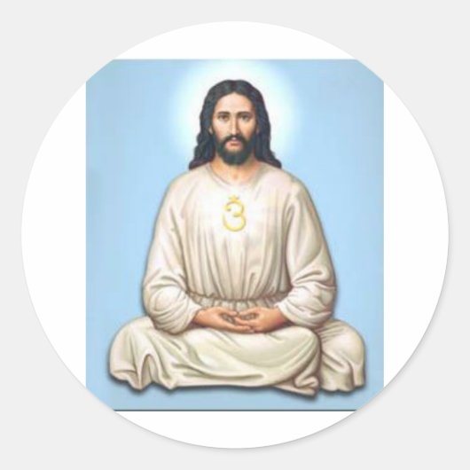 Jesus mit Om vermitteln Runder Aufkleber (Vorderseite)