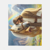 Jesus mit Palomino Pferd in Landschaftlicher Lands Fleecedecke (Vorderseite)