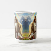 Jesus mit Palomino Pferd in Landschaftlicher Lands Kaffeetasse (Mittel)