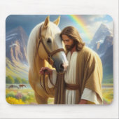 Jesus mit Palomino Pferd in Landschaftlicher Lands Mousepad (Vorne)