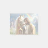 Jesus mit Palomino Pferd in Landschaftlicher Lands Post-it Klebezettel (Vorderseite)