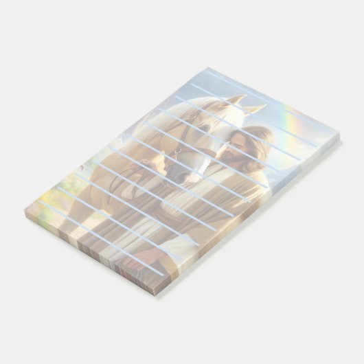 Jesus mit Palomino Pferd in Landschaftlicher Lands Post-it Klebezettel (angewinkelt)