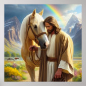 Jesus mit Palomino Pferd in Landschaftlicher Lands Poster (Vorne)
