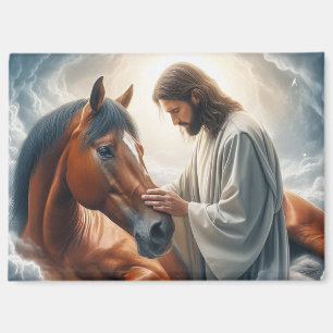 Jesus mit Pferd Christliche Nächstenliebe Glaube K Magnet
