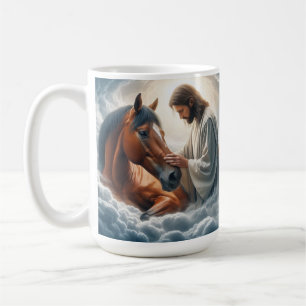 Jesus mit Pferd Christliche Nächstenliebe Glaubens Kaffeetasse