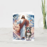 Jesus mit Pit Bull-Dog Loss Tod & Trauerkarte