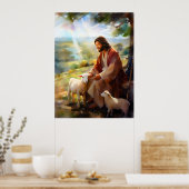 Jesus mit Schafen Poster (Küche)