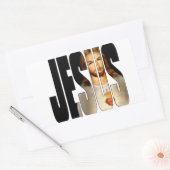 Jesus mit seinem Bild im Namen Rechteckiger Aufkleber (Umschlag)