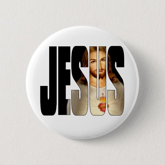 Jesus mit seinem Bild in seinem Namen Button (Vorderseite)