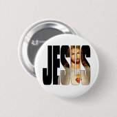 Jesus mit seinem Bild in seinem Namen Button (Vorne & Hinten)