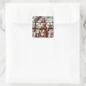 Jesus mit seinem Schaf Quadratischer Aufkleber (Tasche)
