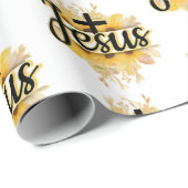 Jesus mit Sonnenblumen und Kreuzpapier Geschenkpapier (Rolleneckpunkt)