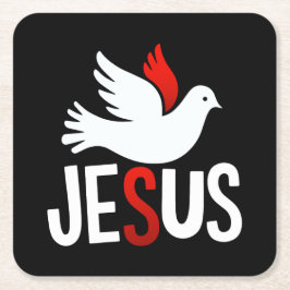 Jesus mit Taube Rechteckiger Pappuntersetzer