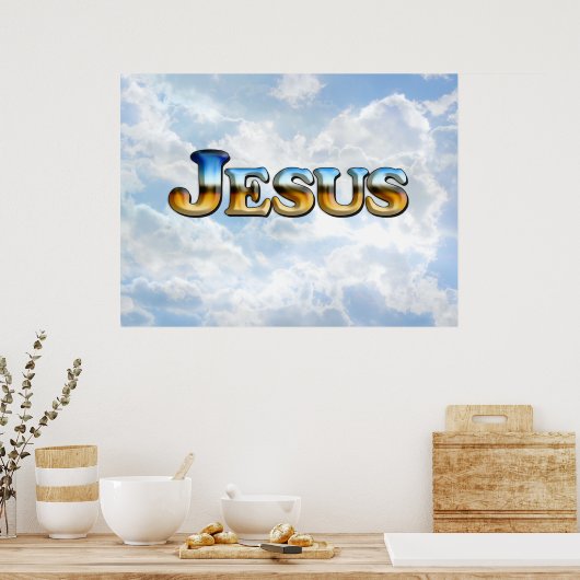 Jesus mit Wolken - Poster (Küche)