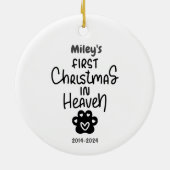 Jesus mit Yorkie 1. Weihnachten im Himmel Keramik Ornament (Hinten)