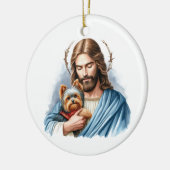 Jesus mit Yorkie Personalisiert Pet Memorial Keramik Ornament (Links)