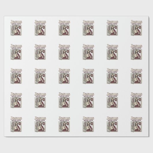 Jesus-Monogramm Anfangsbuchstabe Glaube Jesus-Mono Geschenkpapier (Flach)