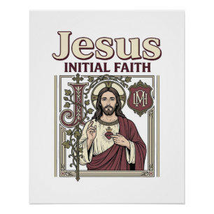Jesus-Monogramm Anfangsbuchstabe Glaube Jesus-Mono Poster