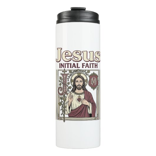 Jesus-Monogramm Anfangsbuchstabe Glaube Jesus-Mono Thermosbecher (Vorderseite)