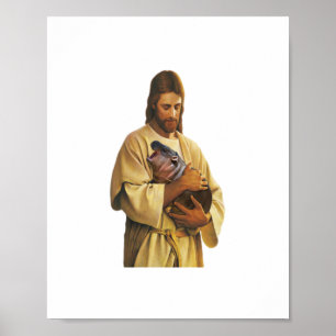 Jesus Moo Deng hüpfendes Schwein, süßes Baby-Nilpf Poster