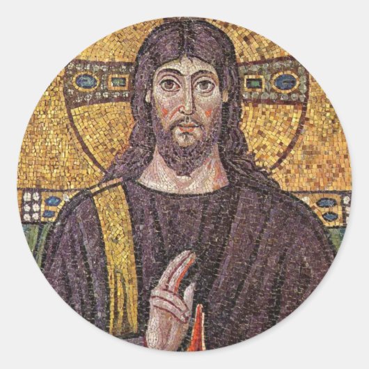 Jesus Mosaic Runder Aufkleber (Vorderseite)