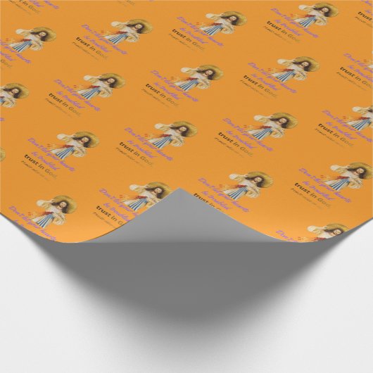 Jesus' Motto orange Geschenkpapier (Ecke)