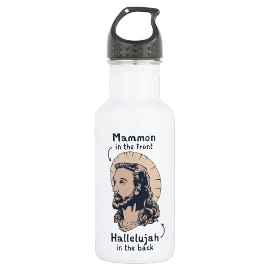 Jesus Mullet Edelstahlflasche (Vorderseite)
