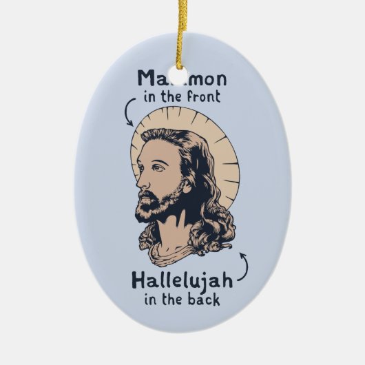 Jesus Mullet Keramik Ornament (Vorne)