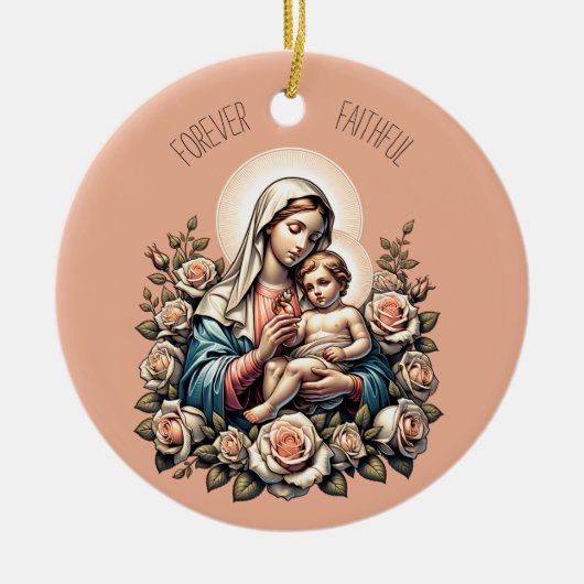 Jesus Mutter und Kind benutzerdefiniert Text relig Keramik Ornament (Vorne)