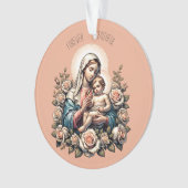 Jesus Mutter und Kind benutzerdefiniert Text relig Ornament (Vorderseite)
