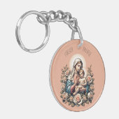 Jesus Mutter und Kind benutzerdefiniert Text relig Schlüsselanhänger (Vorderseite links)