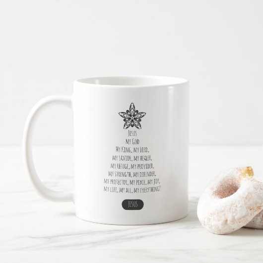 Jesus my Everything Christmas Tree Typografy Kaffeetasse (Mit Donut)