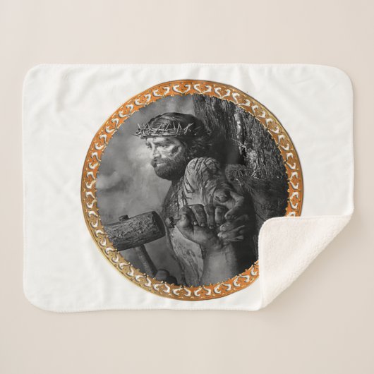 Jesus nagelte mit seinen Armen und Händen, die sic Sherpadecke (Vorderseite (Horizontal))