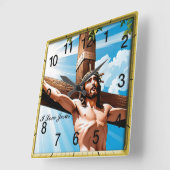 Jesus nagelte zum Kreuz Quadratische Wanduhr (Winkel)