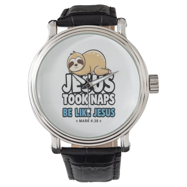 Jesus nahm Nickerchen, Funny Sloth Armbanduhr (Vorderseite)