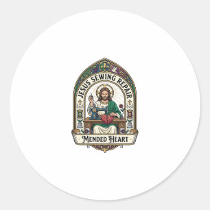 Jesus Nähreparatur Herz Jesu Nähreparatur Runder Aufkleber