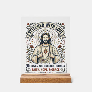 Jesus näht Quilt-Shirt Christliches Grafik_1 Acrylschild