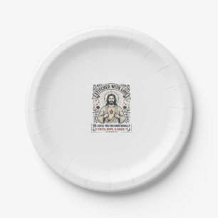 Jesus näht Quilt-Shirt Christliches Grafik_1 Pappteller