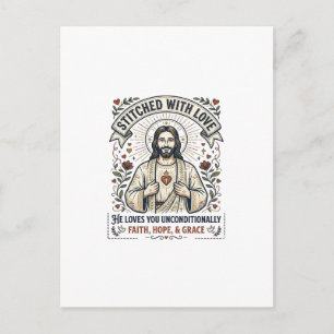 Jesus näht Quilt-Shirt Christliches Grafik_1 Postkarte