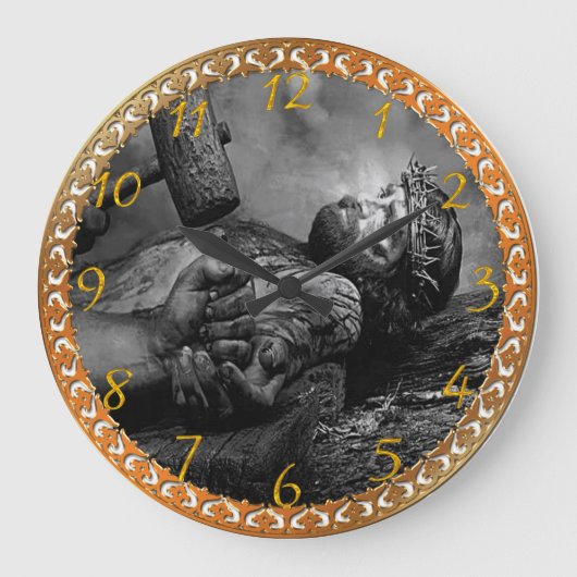 Jesus Nail Large Clock Große Wanduhr (Vorderseite)