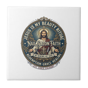 Jesus Nail Tech Nail Künstler T-Shirt Inspirierend Fliese